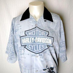 Harley Davidson Shirt Men’s Medium‎ Button Down Casual Motorcycle Allover Print